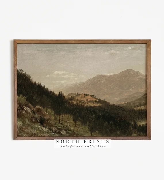 Moody Landscape Painting  Vintage Mountainscape Print Digital - Etsy | Etsy (US)