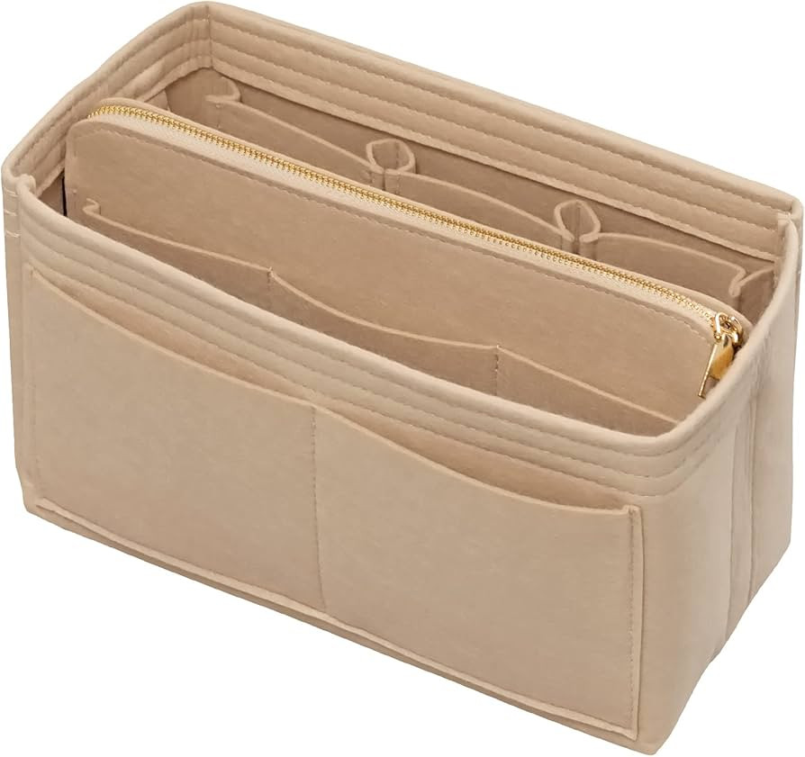 Purse Organizer Insert with Zipper Felt Bag Organizer Handbag Organizer Insert Bag in Bag Organiz... | Amazon (US)