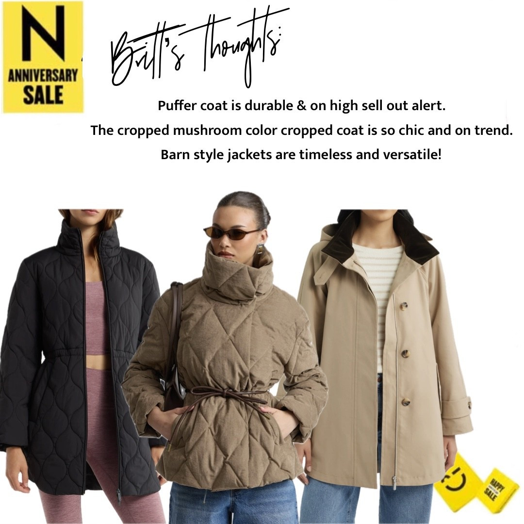 Nordstrom Jackets and Coats picks! This year there wasnt as many coats but I felt these linked in this post is the BEST coats you can get for your money! Puffer style jackets and coats are always on high alert to sell out quickly. Cropped jackets that are stylist and chic. And the barn jackets and leather jackets are timeless styles and can really edge up an outfit to the next level. Faux leather jackets, faux leather coats, puffer coats, affordable coats, nslae picks, NSale style

#LTKSeasonal #LTKSaleAlert #LTKTravel