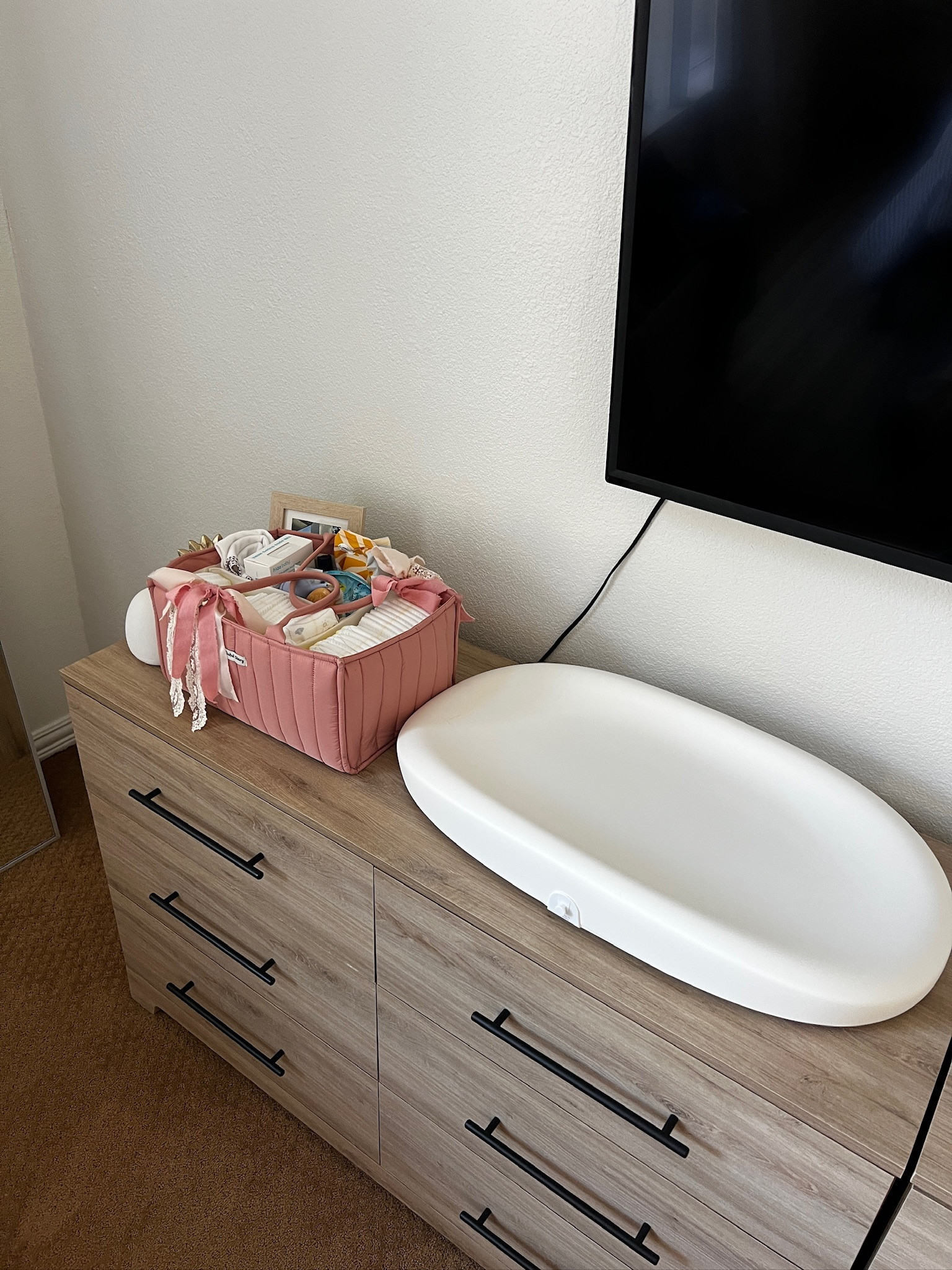 Newborn essentials in our bedroom! 

Bedside nursery, newborn supplies, baby girl, realistic baby finds, baby diaper caddy 

#LTKBaby