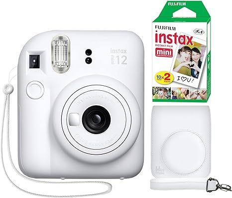 Fujifilm Instax Mini 12 Instant Camera Clay White + Minimate Custom Case + Fuji Instax Film 20 Sh... | Amazon (US)