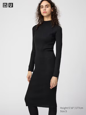 Women's 3D Knit Merino Blend Dress Black Large UNIQLO US | UNIQLO (US)