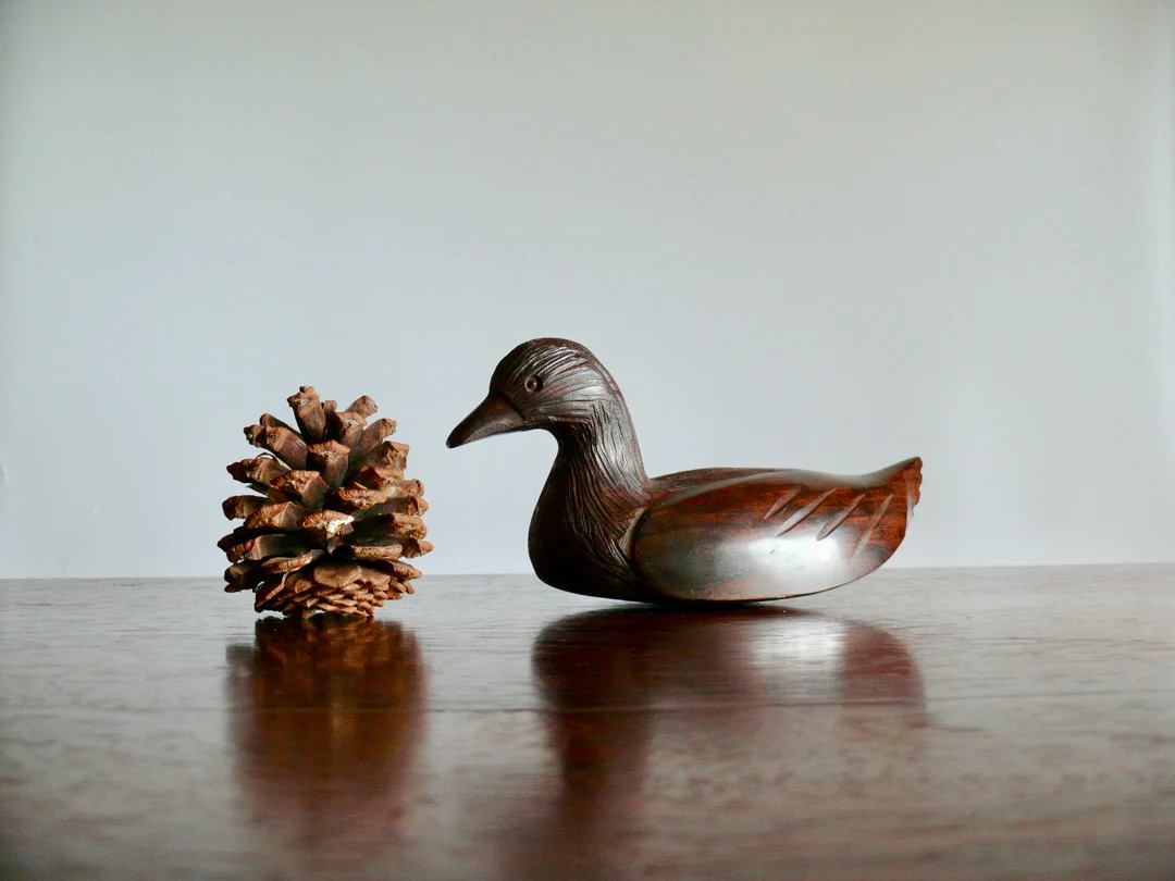 Hand Carved Wooden Duck Statue, Vintage Ironwood Duck Decoy Cabin Shelf or Mantel Decor - Etsy | Etsy (US)