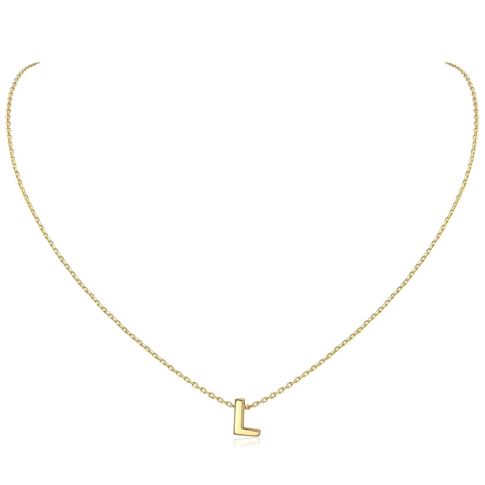 ChicSilver 14K Yellow Gold Plated Initial Necklaces for Women Alphabet L Pendant Gold Letter Neck... | Walmart (US)