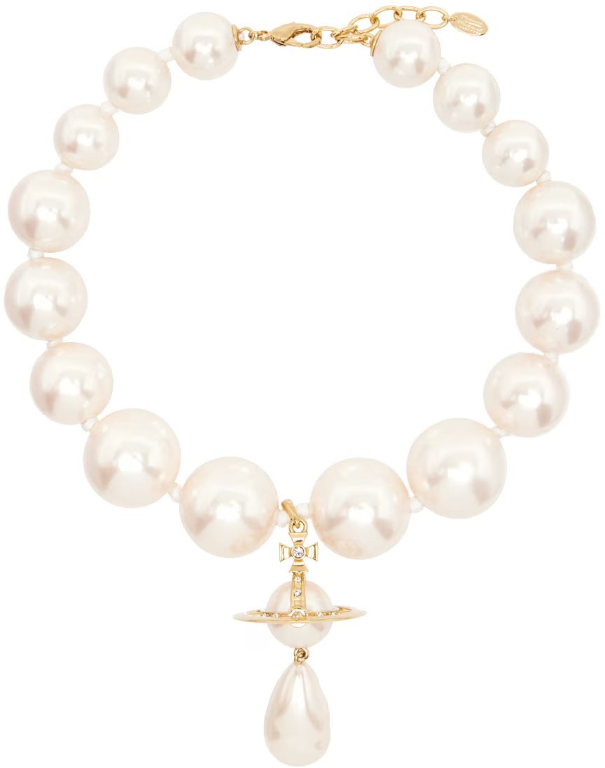 White Pearl Beaded Necklace | SSENSE