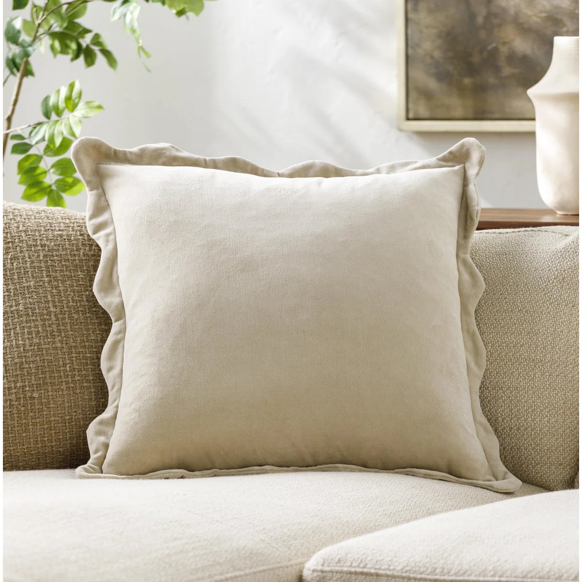 Collier Scalloped Edges Cotton Reversible Throw Pillow | Wayfair North America