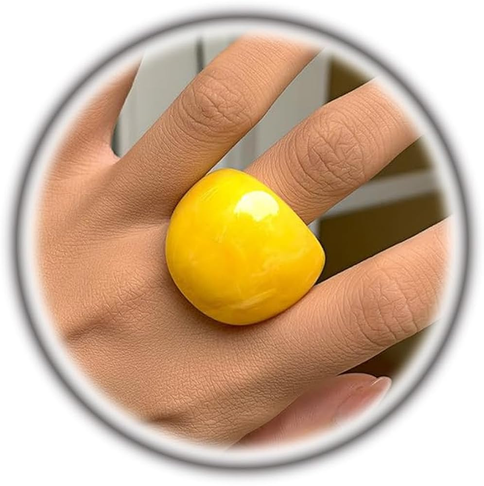 Rrdaily Chunky Acrylic Wide Band Rings for Women, Exaggerated Large Plastic Resin Knuckle Stateme... | Amazon (US)