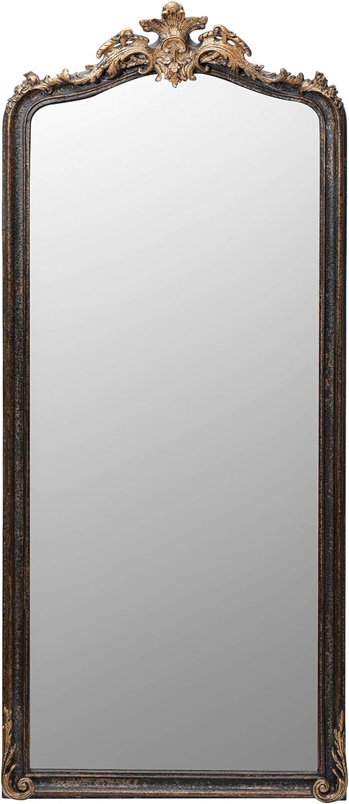 Creative Co-Op Resin Framed Wall, Distressed Black & Gold Finish Mirror | Amazon (US)