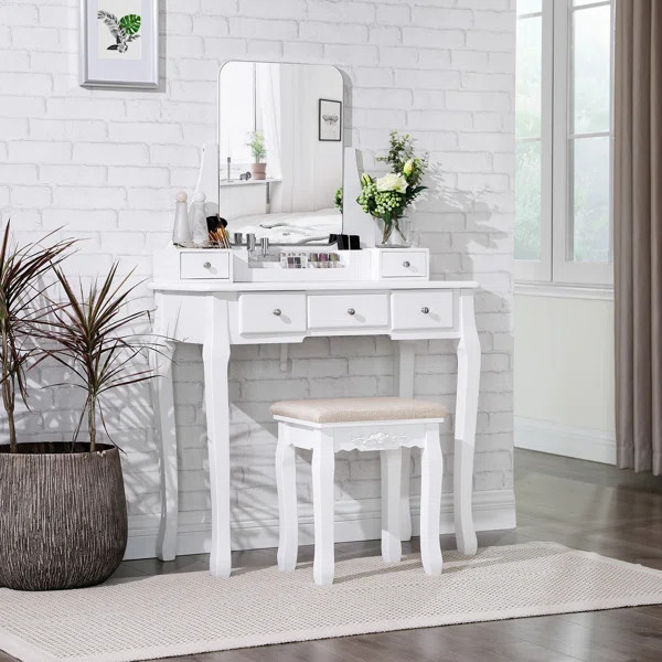 Beauregard Vanity Set with Mirror | Wayfair North America
