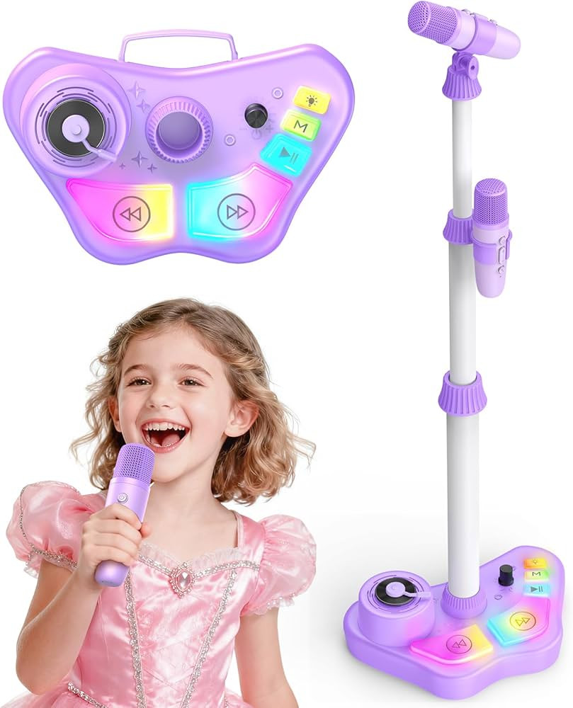 Kids Stand Rechargeable Karaoke Machine Toys with 2 Wireless Mic, Microphone Gifts for 3 4 5 6 7 ... | Amazon (US)