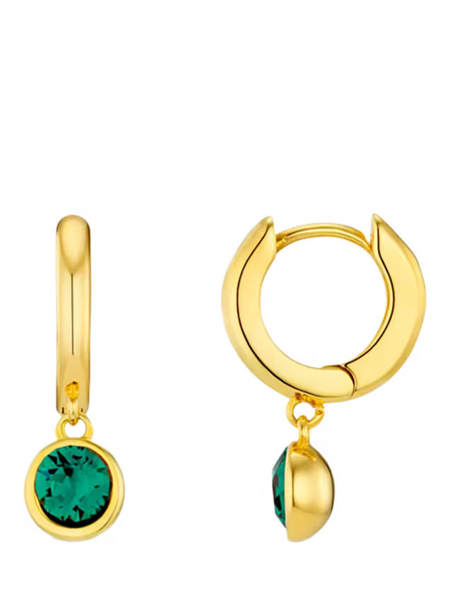 Orelia Swarovski Emerald Drop Huggie Hoop Earrings | John Lewis (UK)