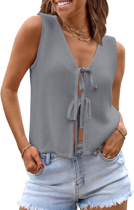 LILLUSORY Womens Crochet Tops Summer Vacation Outfits Beach Fashion 2025 Cute Casual Clothes Spri... | Amazon (US)