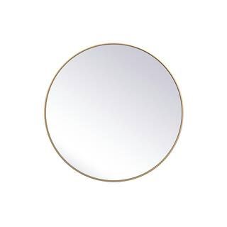 Timeless Home 45 in. W x 45 in. H x Midcentury Modern Metal Framed Round Brass Mirror MIR9690BR -... | The Home Depot
