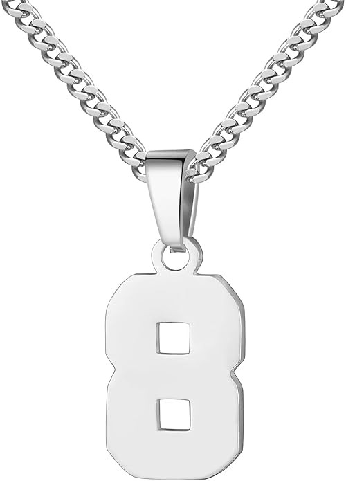 Number Necklace for Boy 0-99 Athletes Jersey Number Necklace Stainless Steel Chain 22+2 inch Pers... | Amazon (US)