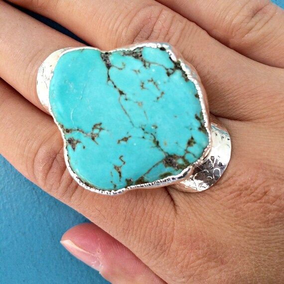 Raw Stone Ring Turquoise Ring Women Raw Gemstone Jewelry | Etsy | Etsy (US)