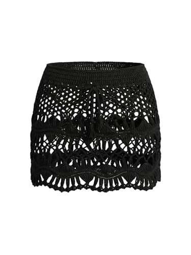 CUPSHE Women Crochet Coverup Skirt Drawstring Knit Mini Skirt Coverup for Swimwear | Amazon (US)