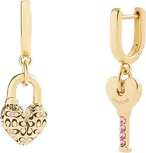 COACH Jewelry Women's Charming Charms Padlock & Key Huggie Earrings | Amazon (US)