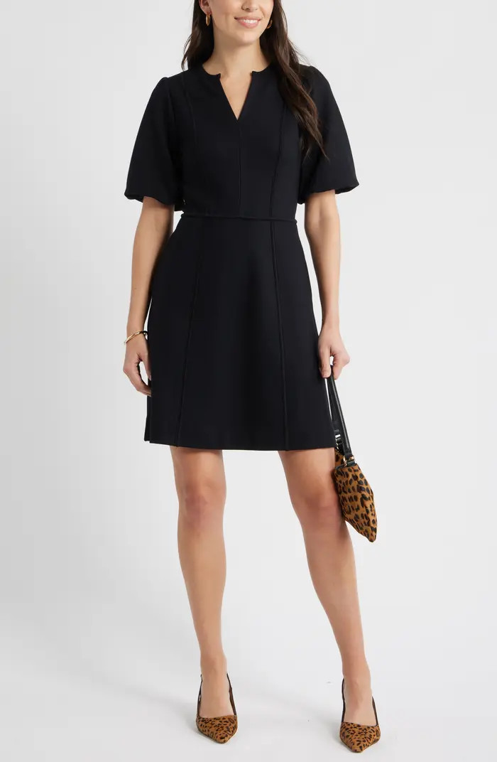 Puff Sleeve Ponte Dress | Nordstrom