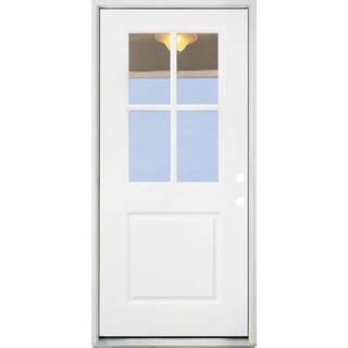 Steves & Sons 36 in. x 80 in. Legacy 4 Lite Half Lite Clear Glass Left Hand Inswing White Primed ... | The Home Depot