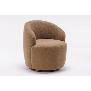 Brown Teddy Fabric Swivel Accent Barrel Chair | The Home Depot