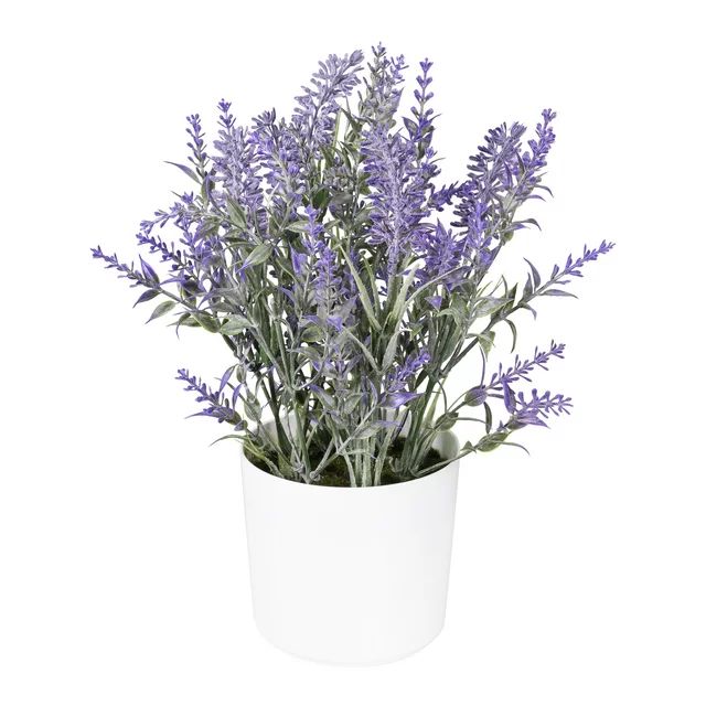 11-inch x 4-inch Artificial Lavender Plant in White Pot, Purple, for Indoor Use, by Mainstays | Walmart (US)