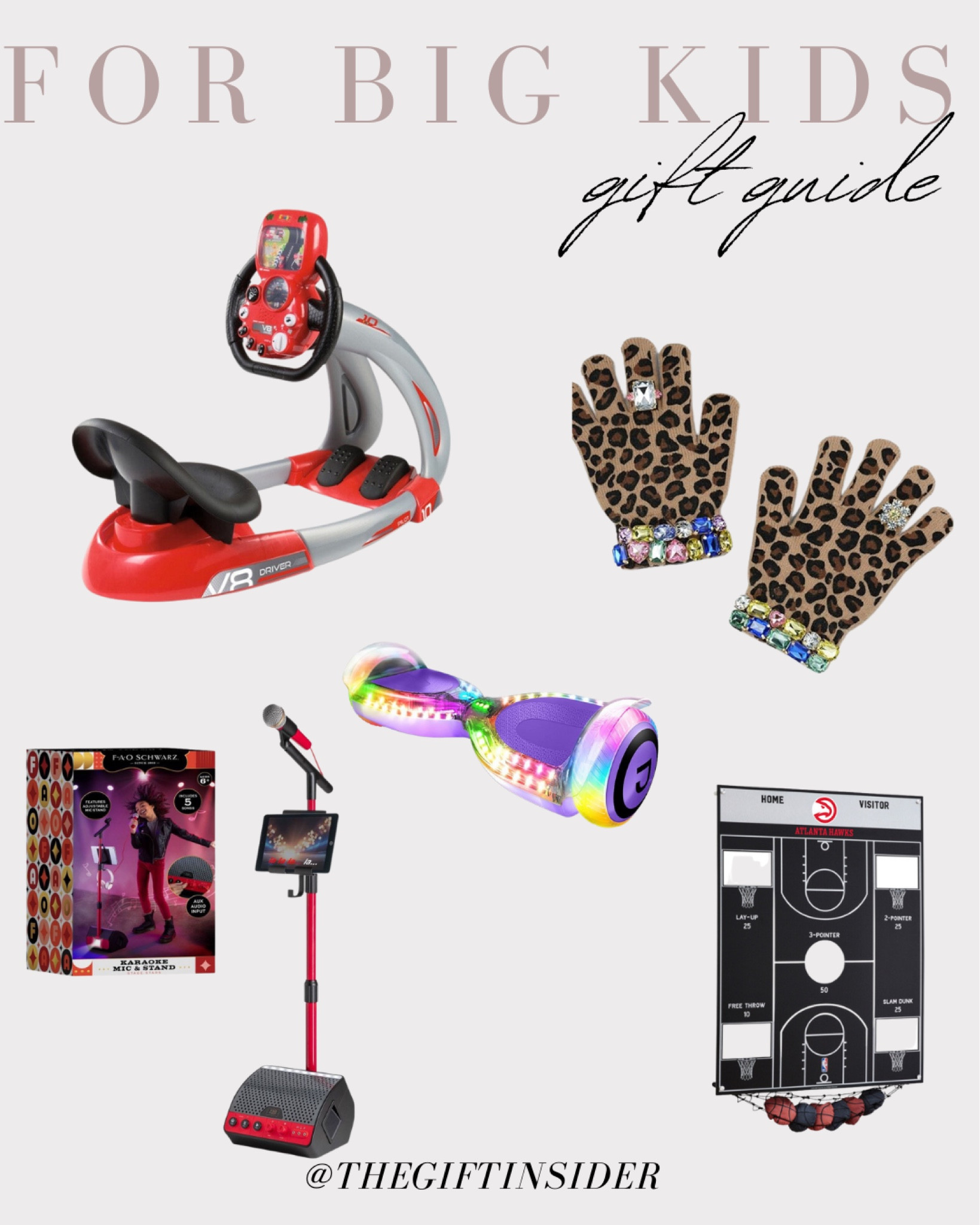 Gift ideas for the BIG kids. Karaoke machines, gloves with jewelry on them, basketball bedroom games, hoover boards.

#LTKSeasonal #LTKGiftGuide #LTKHoliday