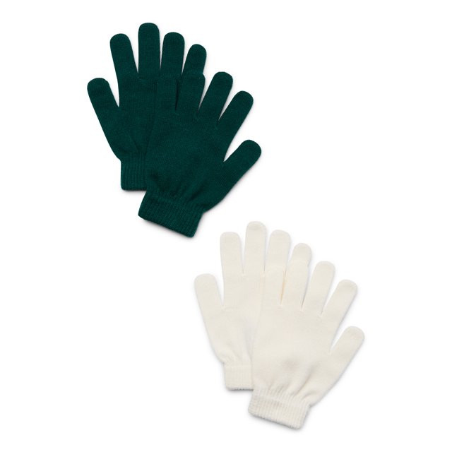 Time and Tru Women's Stretch Knit Winter Gloves 2-Pack, Green Smoke | Walmart (US)