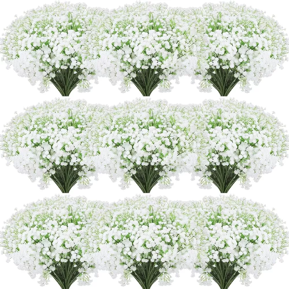 CHIBO 2Pcs 5.8 Ft Artificial Baby Breath Flower Vines Faux Real