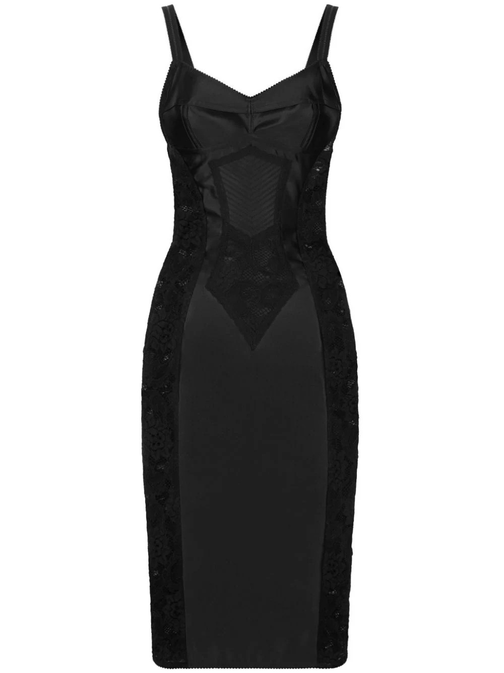Dolce & Gabbana satin and lace calf-length corset dress - Black | Farfetch Global