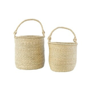 20.5" & 16" Handwoven Seagrass Baskets with Handles (Set of 2 Sizes) - Bed Bath & Beyond - 337465... | Bed Bath & Beyond