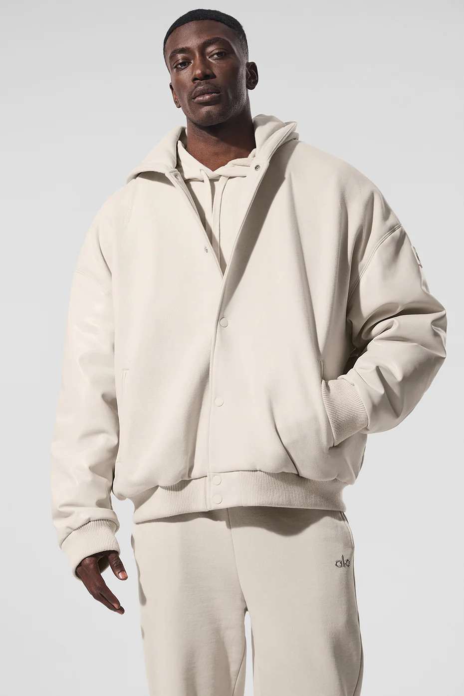 ALO | Select Hooded Bomber Jacket in Bone Beige, Size: 2XL | Alo Yoga (US)