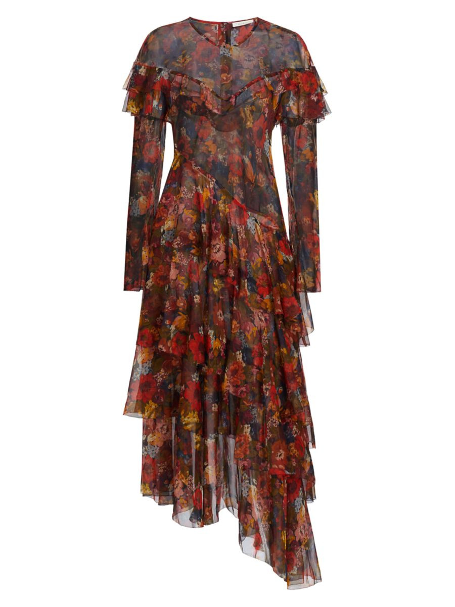 D Ô E N Alouette Printed Silk Asymmetric Maxi-Dress | Saks Fifth Avenue