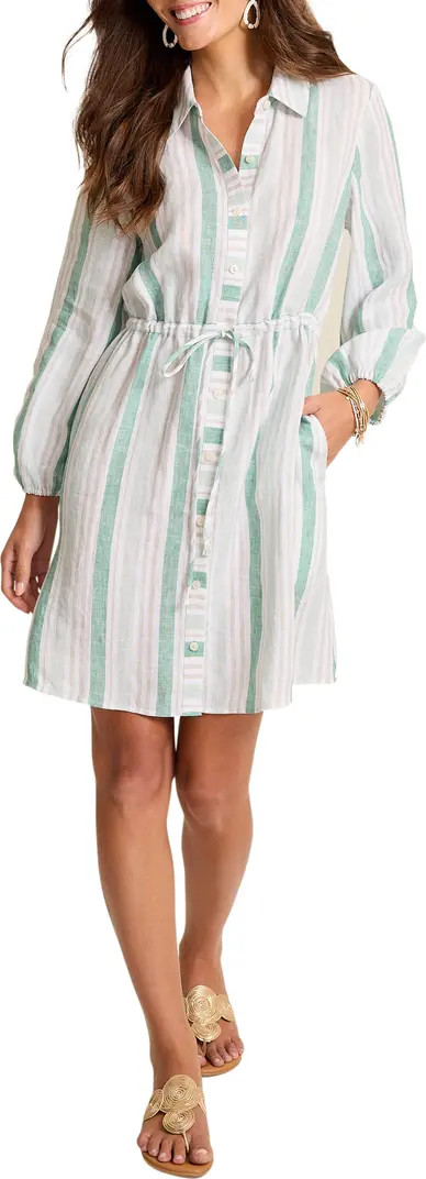 Seaside Cove Stripe Long Sleeve Linen Shirtdress, Palm Beach Dress, Casual Spring Style | Nordstrom