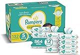 Diapers Size 5, 132 Count and Baby Wipes - Pampers Swaddlers Disposable Baby Diapers, ONE Month Supp | Amazon (US)