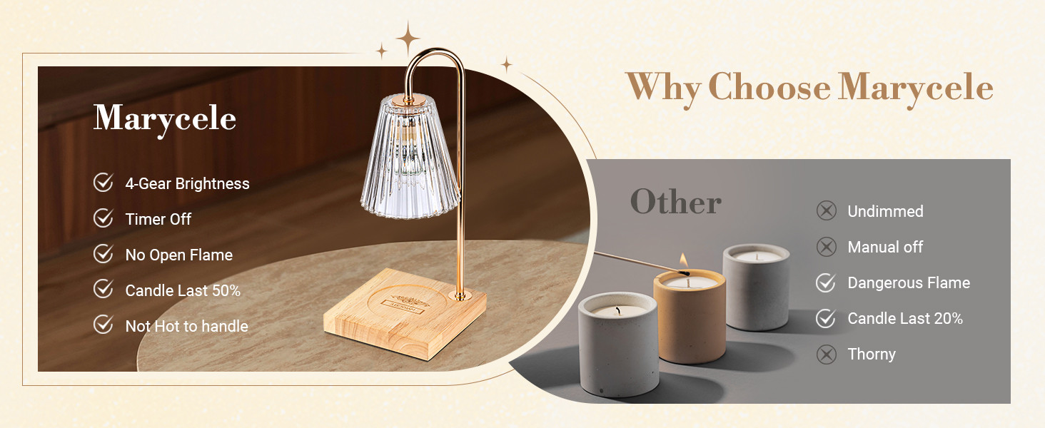 Amazon.com: Marycele Candle Warmer Lamp with Timer, Vintage Amber Nightstand Candle Warming Lamp ... | Amazon (US)