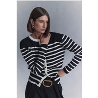 Talia Stripe Knit Cardigan - Black/White I MESHKI I Size S | MESHKI US