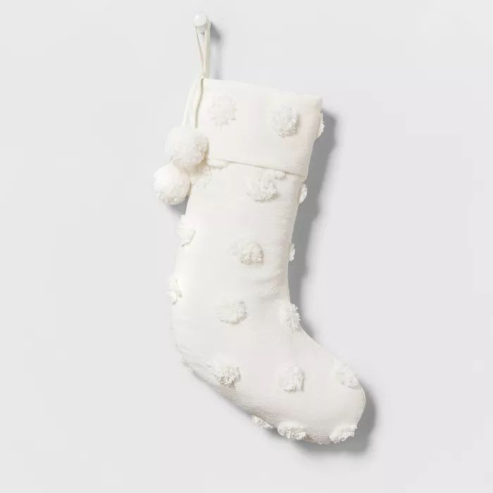 Woven Christmas Stocking with Raised Dot Detail Ivory - Wondershop&#8482; | Target