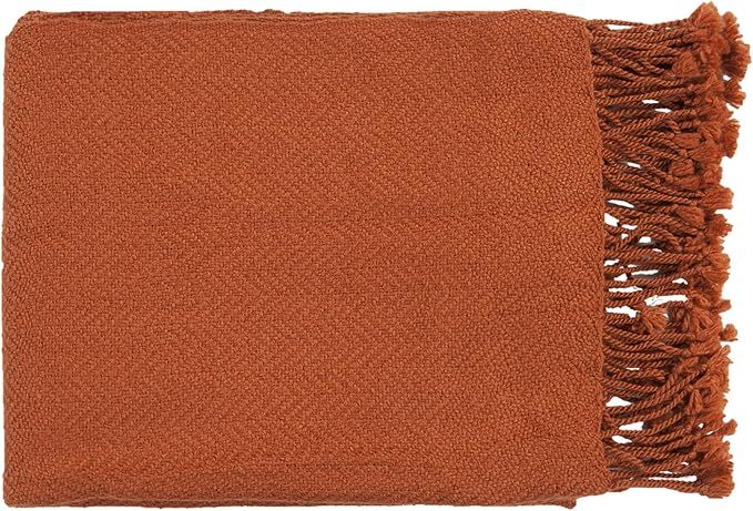 Artistic Weavers Tanner Solid Knit Hand Woven 50" x 60" Throw, Pumpkin | Amazon (US)