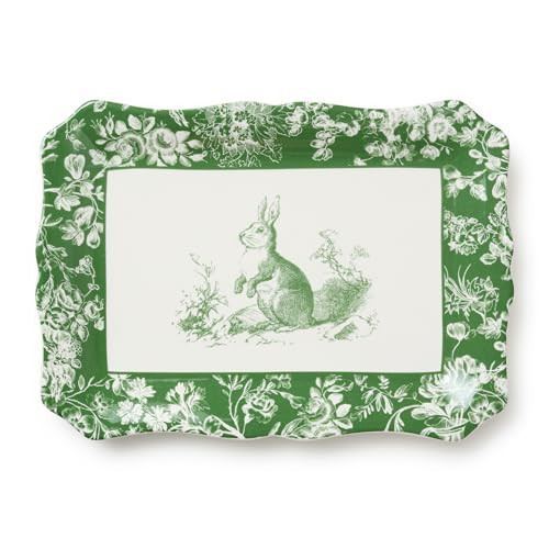 Le Jardin 13.8 x 9.8Inch RECTANGULAR PLATTER– Bunny Stoneware Serving Tray for Charcuterie, Bakes & Holiday Treats – Easter Tableware Dishwasher Safe | Amazon (US)