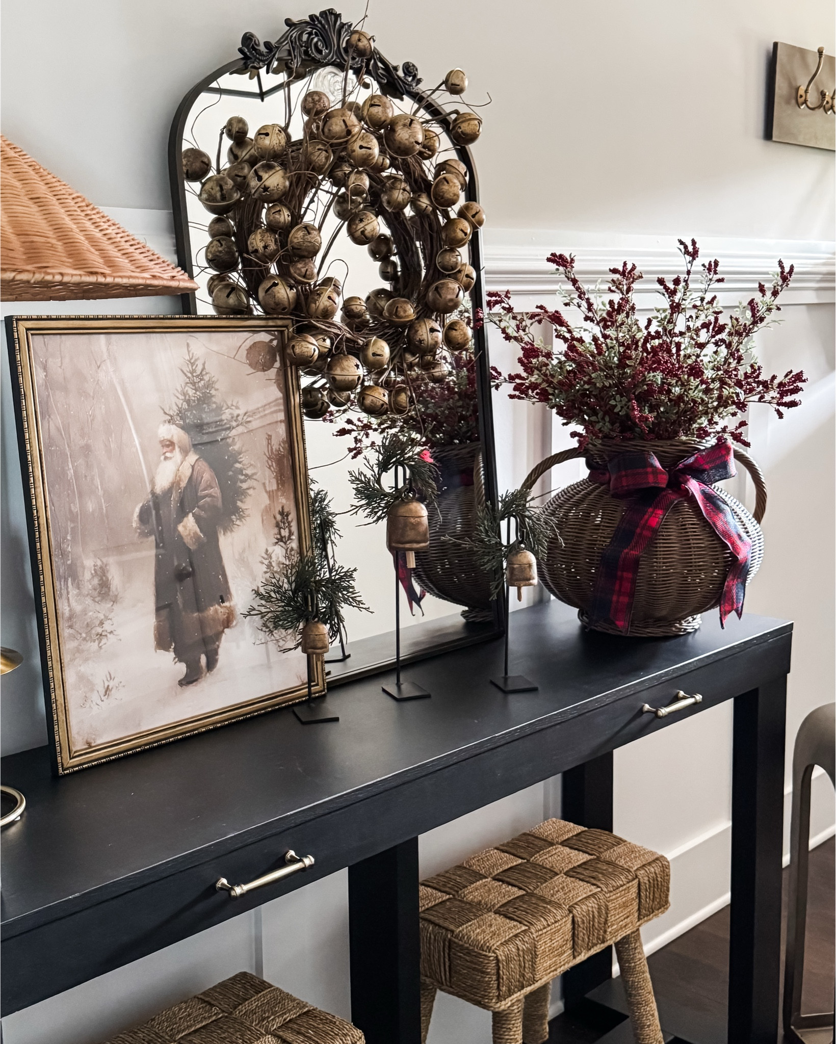 Friday Photos of my 2025 Christmas!!
My Vintage Christmas Old World Santa print is from @simplyinspireddesignco
Use code: FARMHOUSECHIC15

Woven vase, berry stems, bells with stands, mini wreaths, vintage wood bowls, bells, twinkling fairy lights, real touch Norfolk pine stems, wood butter wax, Grand Duchess Christmas Tree

#LTKHome #LTKHoliday #LTKSeasonal