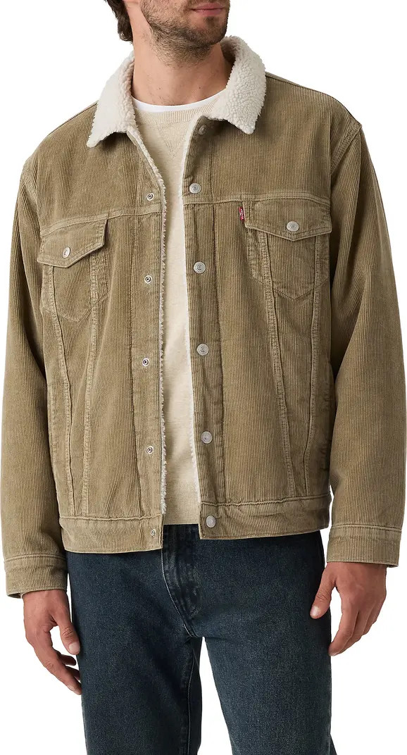 Relaxed Fit Faux Shearling Lined Trucker Jacket | Nordstrom Rack