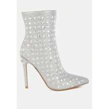 Frostin Pointed Toe Rhinestones Stiletto Boots | SHEIN