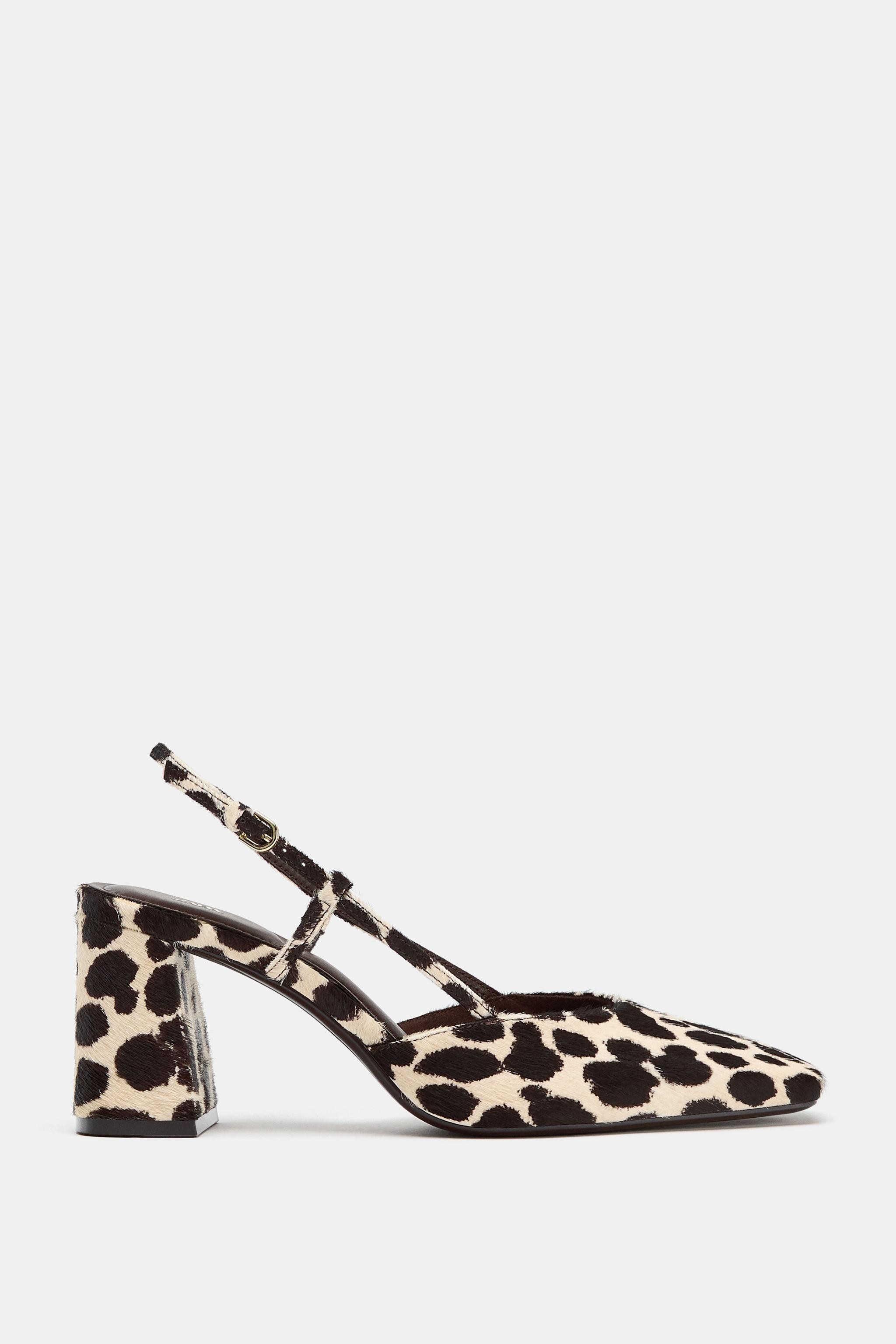 ANIMAL PRINT LEATHER SLINGBACK SHOES | Zara US