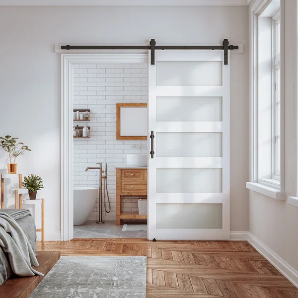 Glass Wood Barn Door with Installation Hardware | Wayfair North America