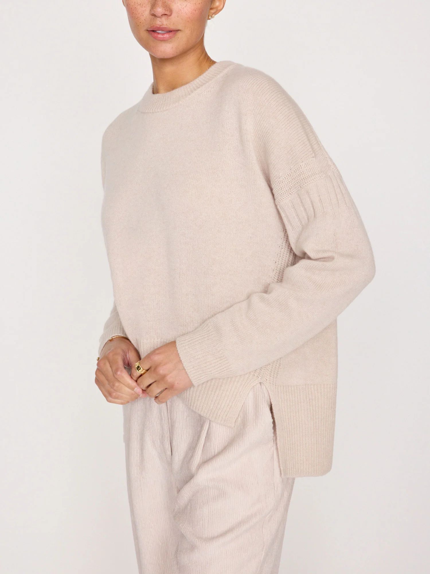 Women's Noah Crewneck Sweater in Almond Buff Mélange | Brochu Walker | Brochu Walker