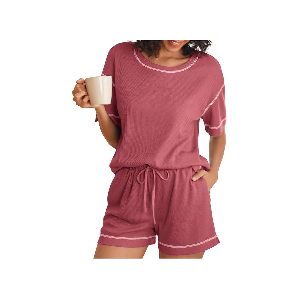 Ekouaer Women's Waffle Knit Two Piece Lounge Set, Soft Matching Outfits for Daily Wear, Casual Sh... | Target