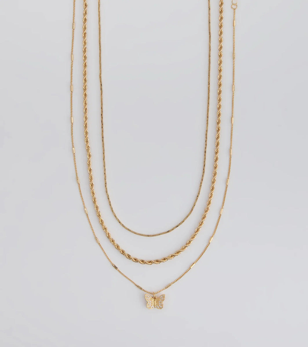 Wishing To Fly Butterfly Layered Necklace | Windsor Stores