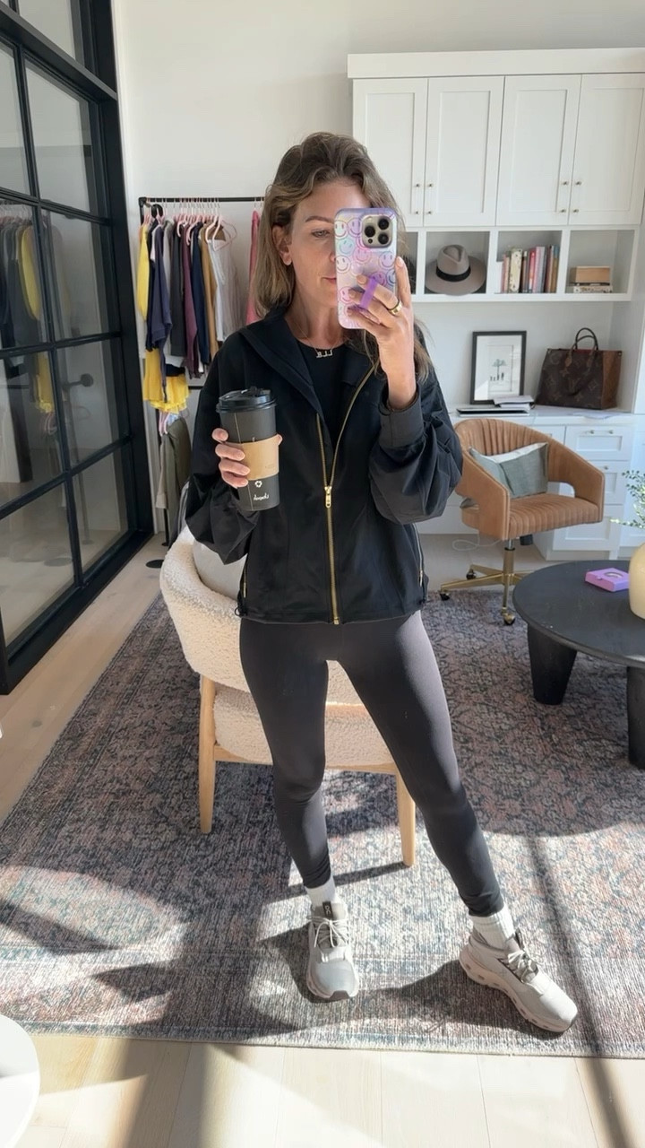 Black monochrome outfit in all LuluLemon! Easy on-the-go look for school drop off!

Size 6 LuluLemon align leggings
Size 6 longline sports bra
Size 6 LuluLemon define relaxed-fit jacket
Sock from Amazon
Size 7 On Cloud shoes (tts)

#LTKoutfit #LTKstyle #LuluLemon #ootd