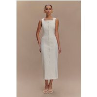 Reyna Denim Midi Dress - White I MESHKI I Size M | MESHKI US