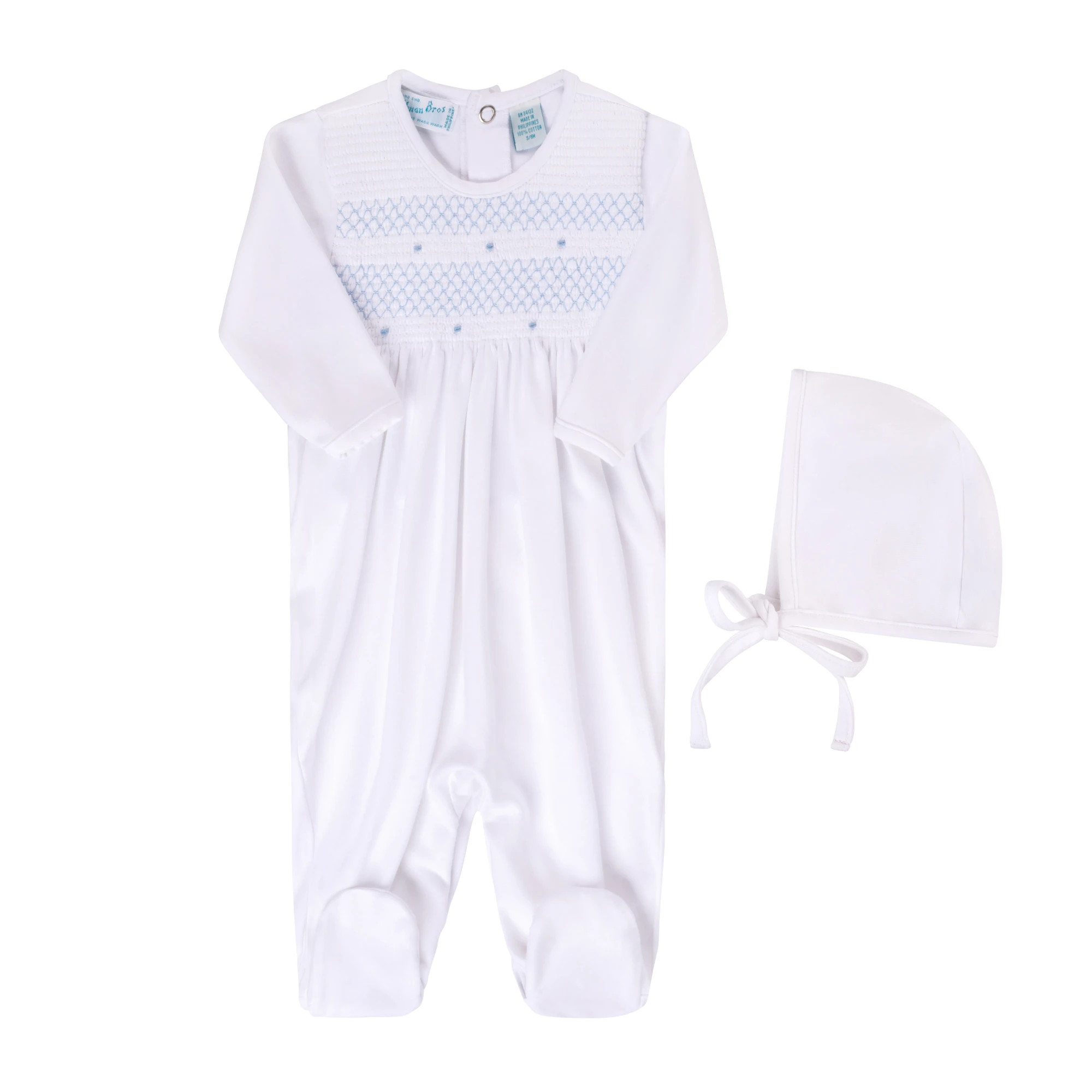 Baby Smocked Bullion Romper with Bonnet | Feltman Brothers